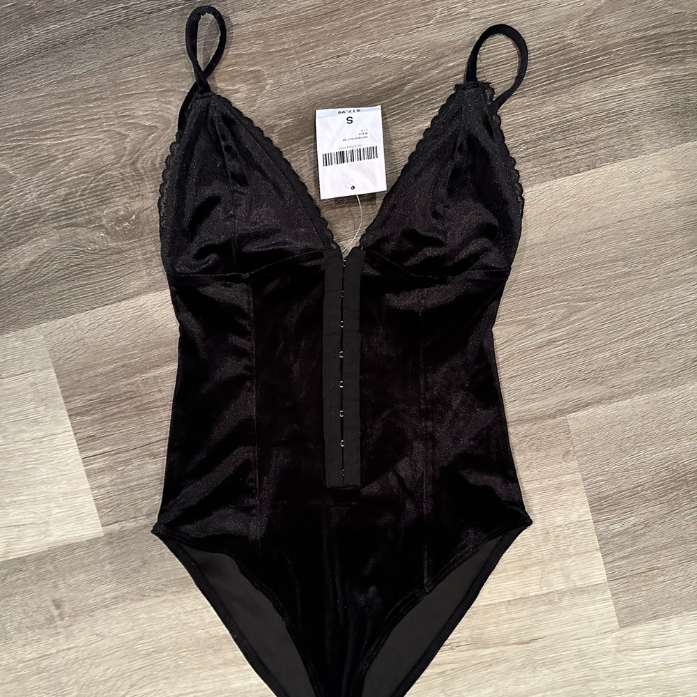 Black velvet bodysuit